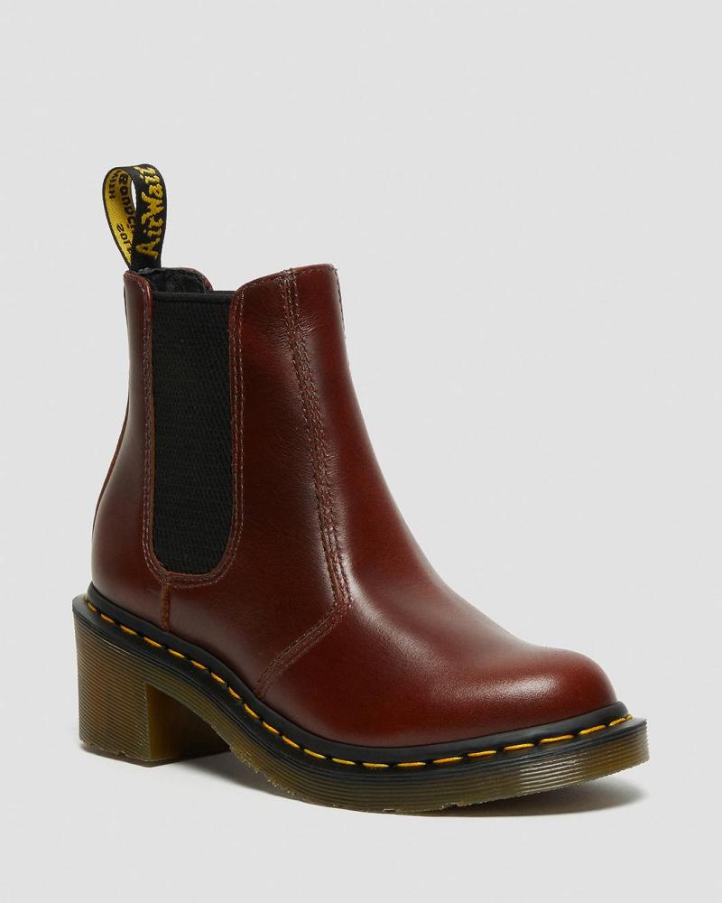 Dr Martens Cadence Læder Hæl Ankelstøvler Dame Brune | DK 45ZUT